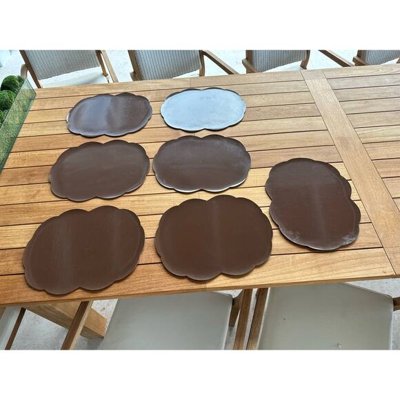 Vintage Brown Placemats Scalloped set of 6 plus 1 Free - Picture 1 of 5